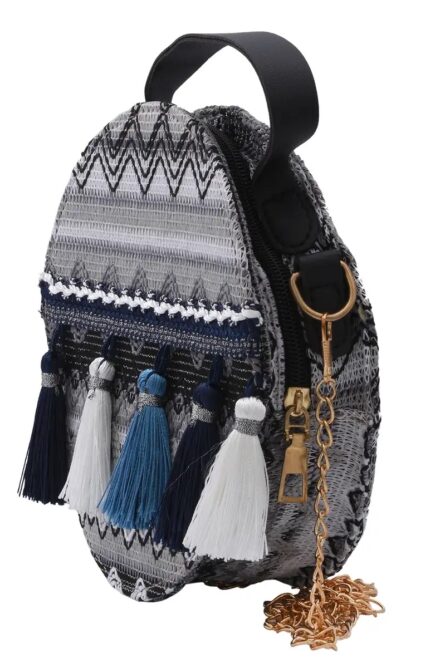 Bohemian Tassel Mini Round Crossbody Bag (7”) - Image 2