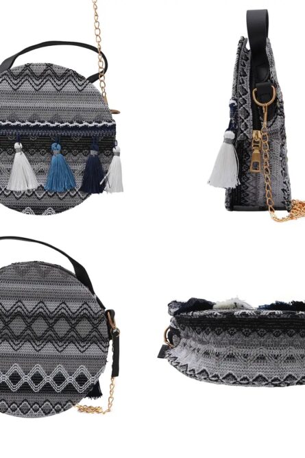 Bohemian Tassel Mini Round Crossbody Bag (7”) - Image 4