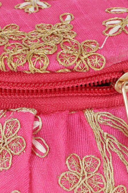 Pink Embroidered Brocade Pot Jewelry Box - Image 4