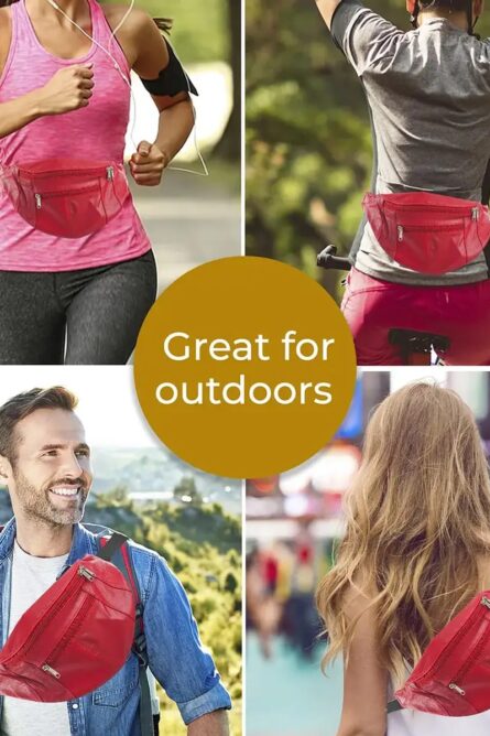 Red Genuine Leather RFID Fanny Bag - Image 4