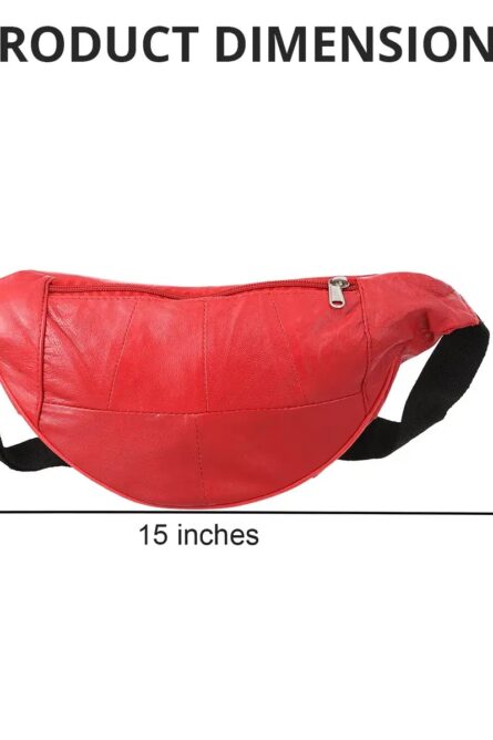Red Genuine Leather RFID Fanny Bag - Image 7