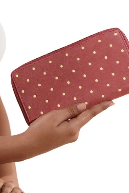 Union Code Red Genuine Leather RFID Zip Wallet– Polka Dot - Image 2