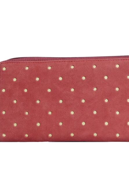 Union Code Red Genuine Leather RFID Zip Wallet– Polka Dot - Image 1