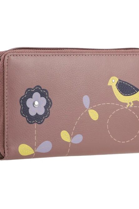 Union Code Purple Genuine Leather RFID Zip Wallet - Image 1