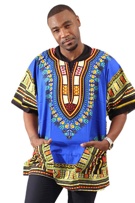 090 - Vibrant Blue Classic Dashiki - Image 1