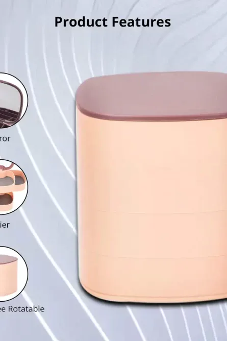 360° Rotating 4 Tier Jewelry Organizer with Mirror - Image 2