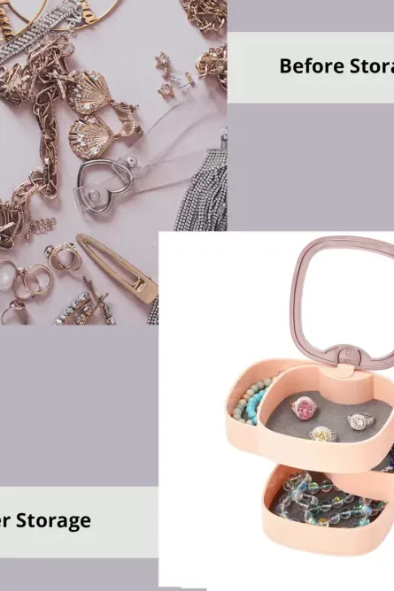 360° Rotating 4 Tier Jewelry Organizer with Mirror - Image 3