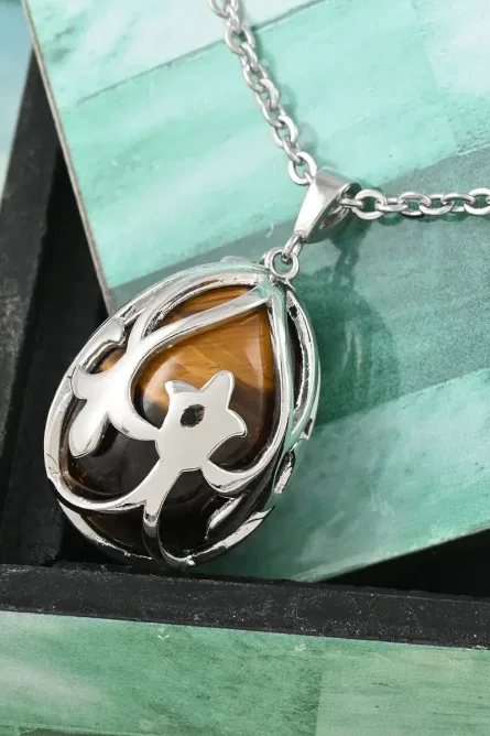 29 - Yellow Tiger's Eye Pendant Necklace - Image 2