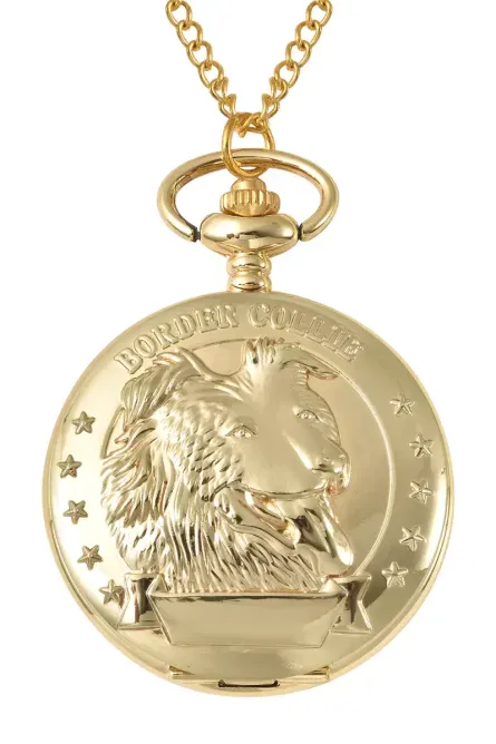 Border Collie Vintage Pocket Watch with 31-Inch Chain - Image 1