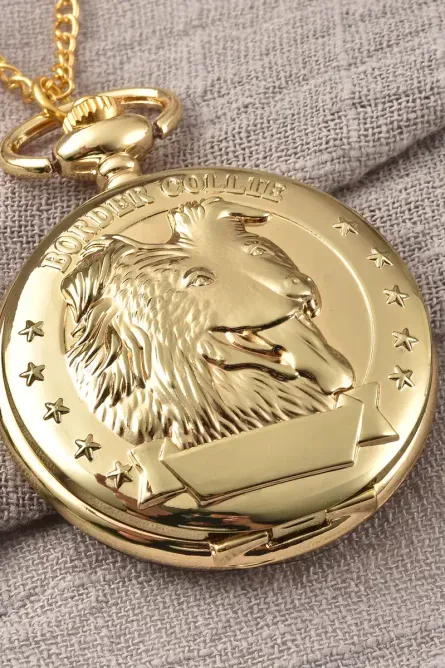 Border Collie Vintage Pocket Watch with 31-Inch Chain - Image 2