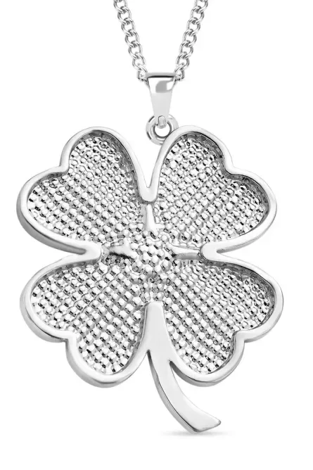 292 - Austrian Crystal Four-Leaf Clover Pendant Necklace – Silvertone - Image 4