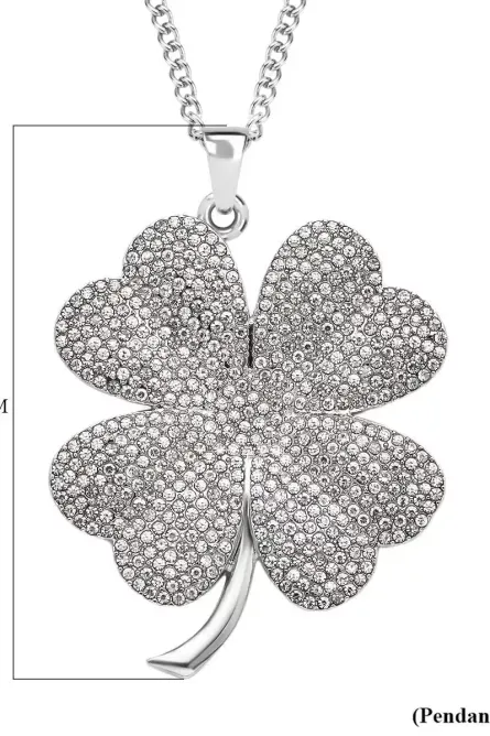 292 - Austrian Crystal Four-Leaf Clover Pendant Necklace – Silvertone - Image 5