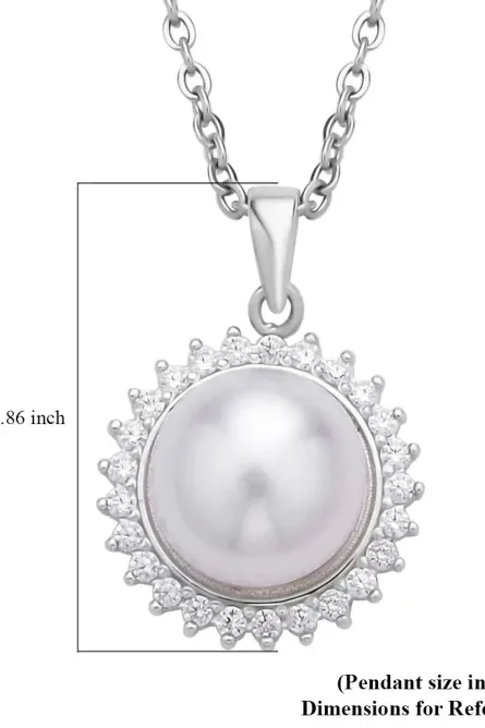 254 - Freshwater Pearl Sunburst Pendant Necklace - Image 5