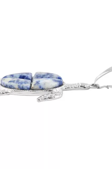 28 - Sodalite Turtle Pendant Necklace – Genuine Blue Gemstone - Image 3