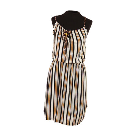 000 - Tan Striped Elastic Summer Dress