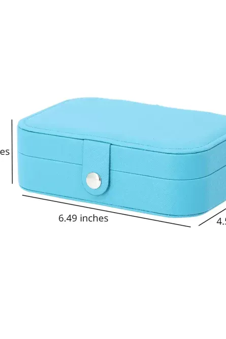 Faux Leather Travel Jewelry Organizer with Mirror - Image 5