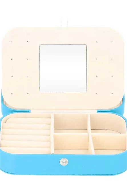 Faux Leather Travel Jewelry Organizer with Mirror - Image 2