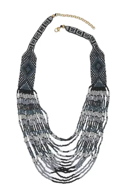 298 - Handmade Tribal Seed Beaded Multi-Layered Necklace - Image 1