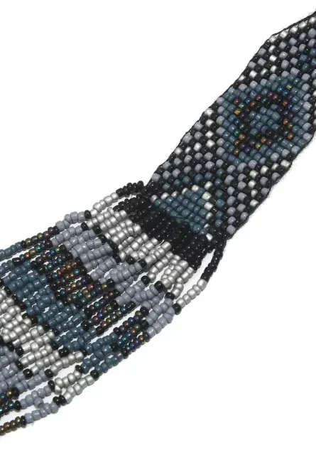 298 - Handmade Tribal Seed Beaded Multi-Layered Necklace - Image 3