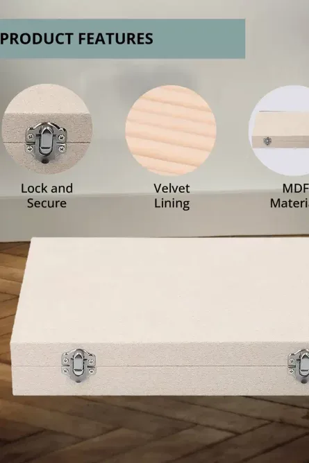 Ivory Velvet Jewelry Box with Lock - Image 7