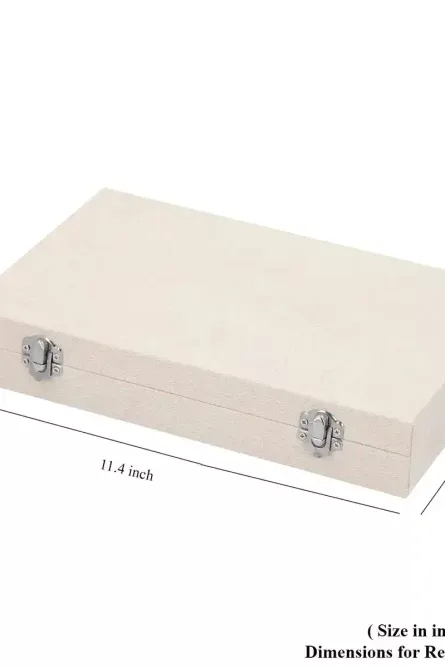 Ivory Velvet Jewelry Box with Lock - Image 6