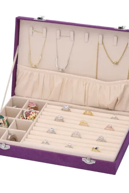 Purple Velvet Jewelry Box with Lock - Image 2