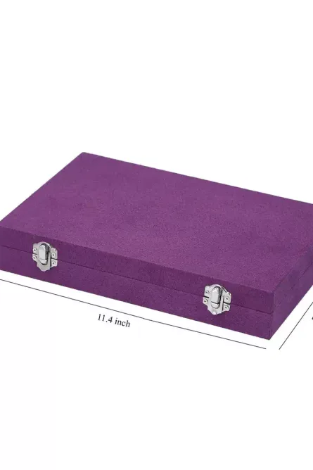 Purple Velvet Jewelry Box with Lock - Image 4