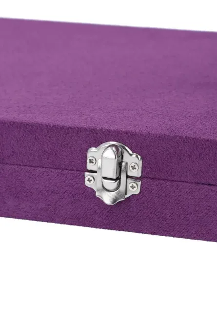 Purple Velvet Jewelry Box with Lock - Image 3