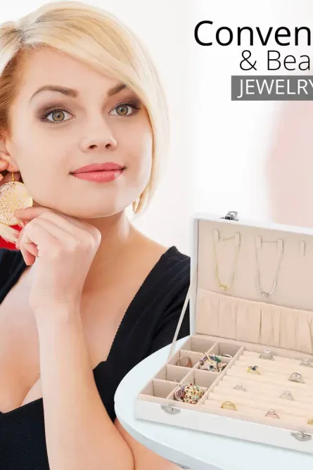 White Velvet Jewelry Box with Lock - Image 6