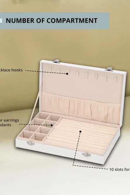 Ivory Velvet Jewelry Box with Lock - Image 2