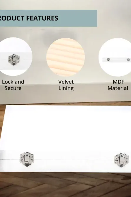 White Velvet Jewelry Box with Lock - Image 5