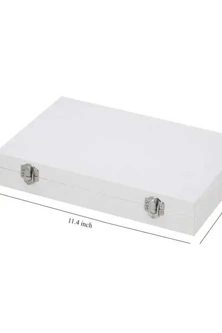 White Velvet Jewelry Box with Lock - Image 4