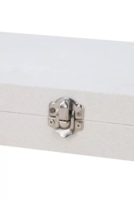 White Velvet Jewelry Box with Lock - Image 2