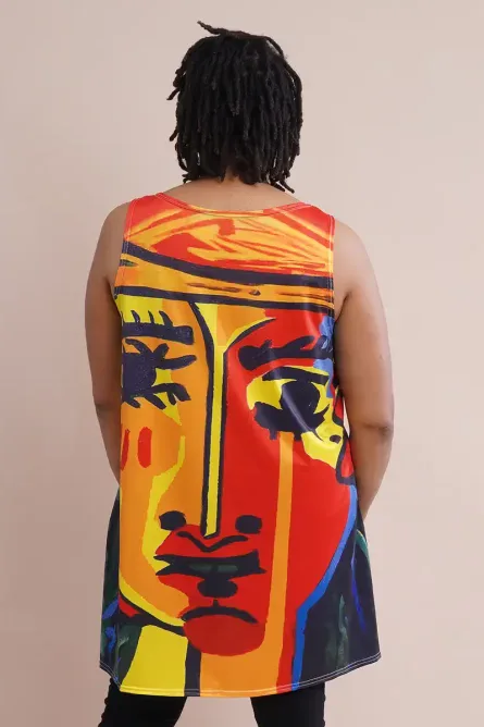 Bold Abstract Face A-Line Tunic - Image 2