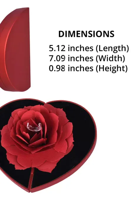 Heart Shaped Wooden Ring Box with 3D Flower Design - Image 4