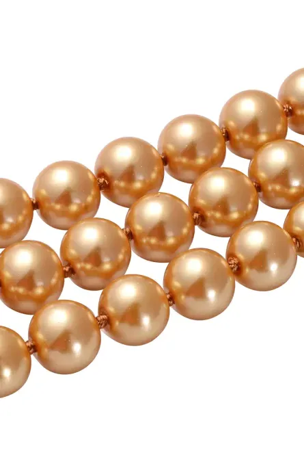 256 - Simulated White Pearl Triple-Row Necklace with Crystal Accent - Image 2