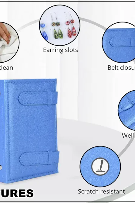 Faux Leather 4 Page Book Style Earring Holder - Image 3