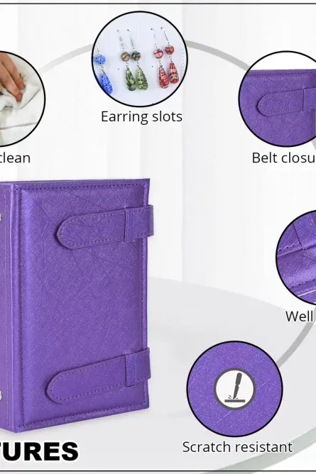 Faux Leather 4 Page Book Style Earring Holder - Image 8