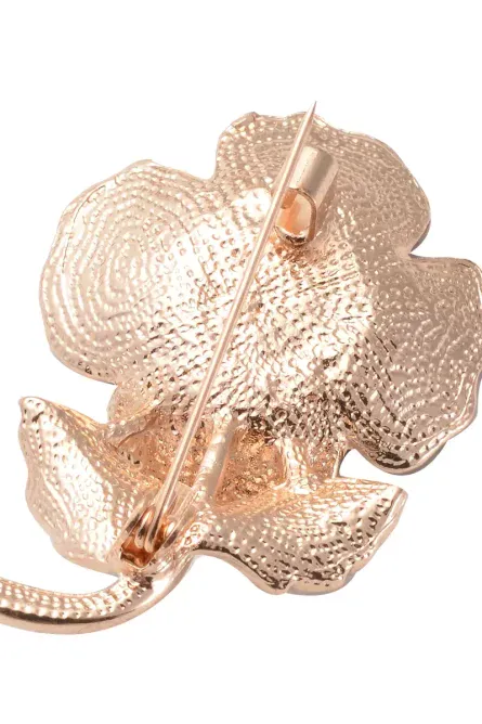 Rose Gold Crystal Flower Brooch - Image 3
