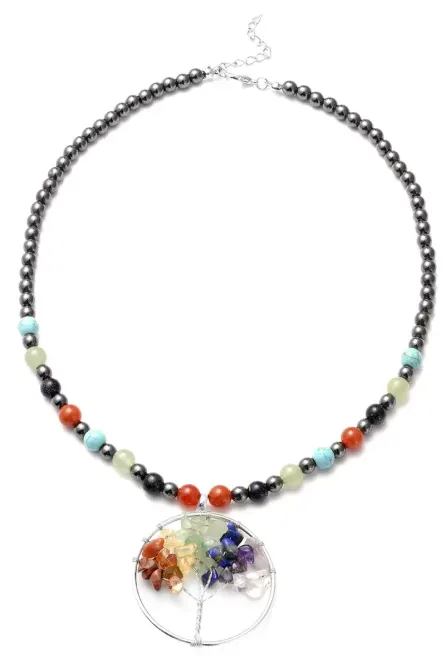 7 Chakra Pendant Necklace with Magnetized Hematite - Image 1