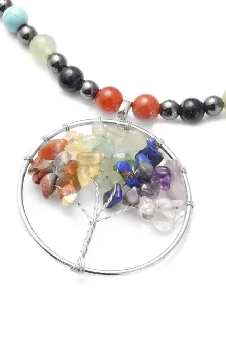 7 Chakra Pendant Necklace with Magnetized Hematite - Image 3