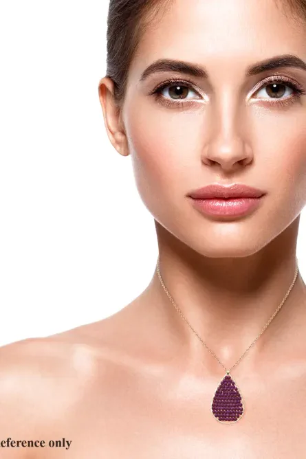 252 - Purple Howlite Teardrop Pendant Necklace - Image 3