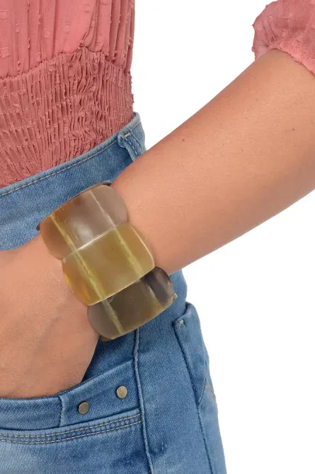 442 - Natural Buffalo Horn Stretch Bracelet - Image 4