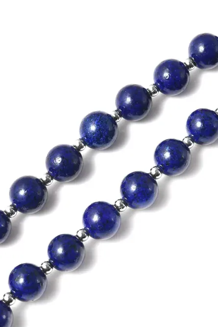24 - Genuine Lapis Lazuli Beaded Necklace with Oval Pendant - Image 4