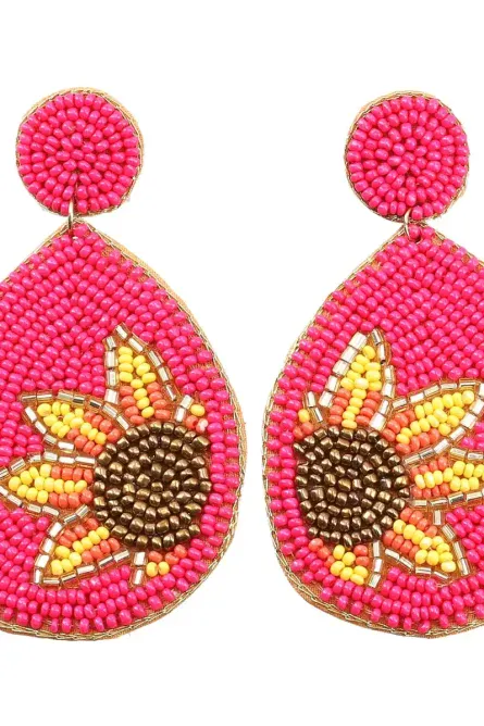 8 - Sunshine Bloom Seed-Beaded Earrings - Image 1