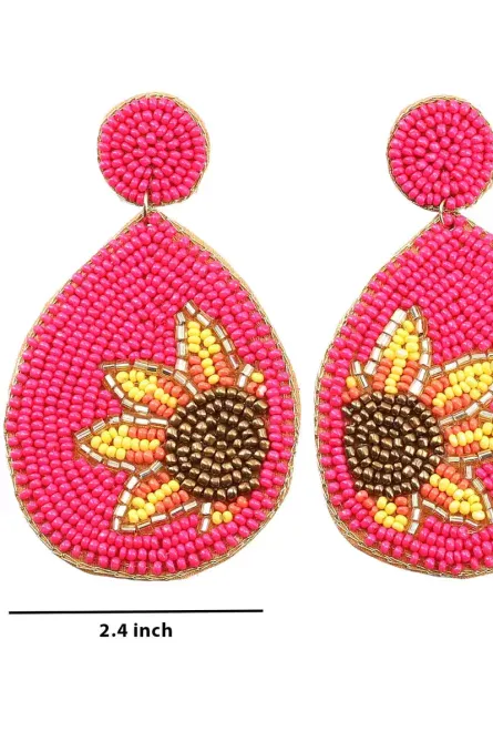 8 - Sunshine Bloom Seed-Beaded Earrings - Image 3
