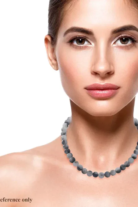 221 - Black Tourmalinated Quartz Beaded Necklace in Sterling Silver - Image 3