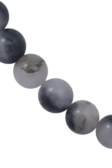 221 - Black Tourmalinated Quartz Beaded Necklace in Sterling Silver - Image 4