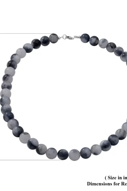 221 - Black Tourmalinated Quartz Beaded Necklace in Sterling Silver - Image 2