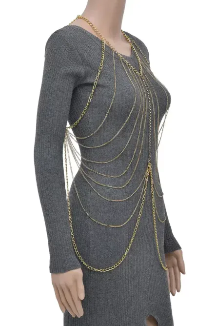 296 - Austrian Crystal Layered Body Chain Necklace - Image 3